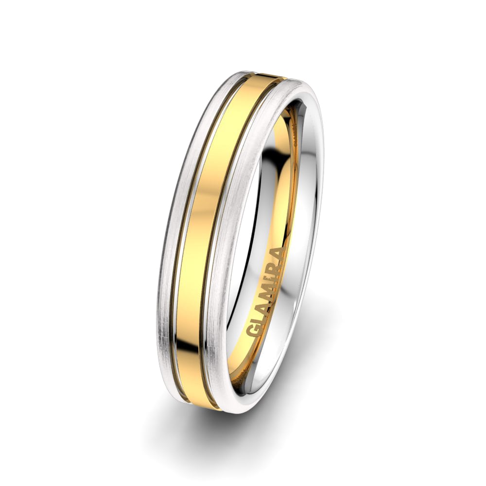 9ct White & Yellow Gold Men's Wedding Ring Charming Fate 5mm