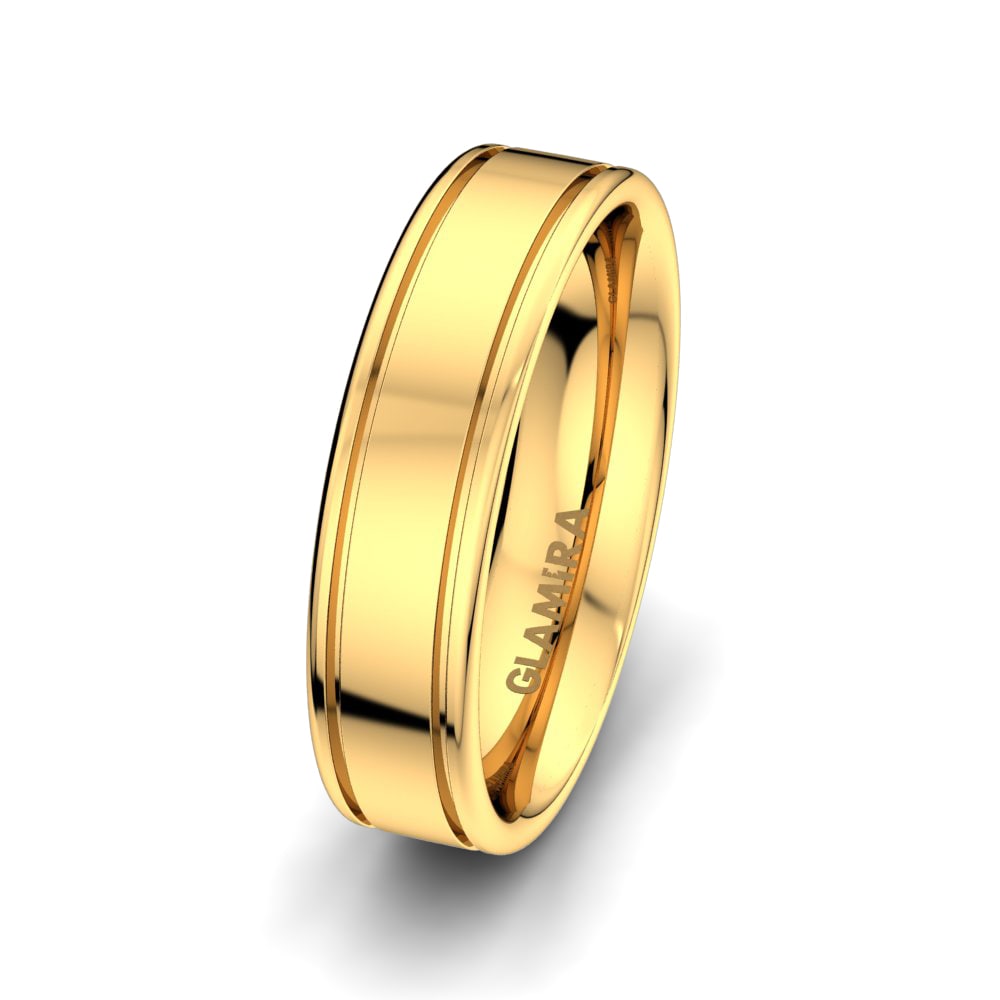 14k Yellow Gold Men's Wedding Ring Alluring Bird 6 mm