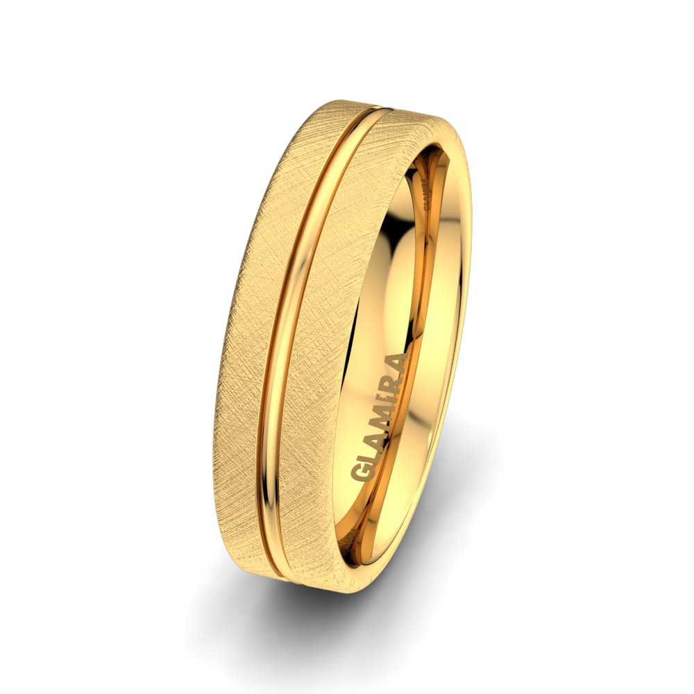 18k Yellow Gold Men's Ring Alluring Base 6 mm