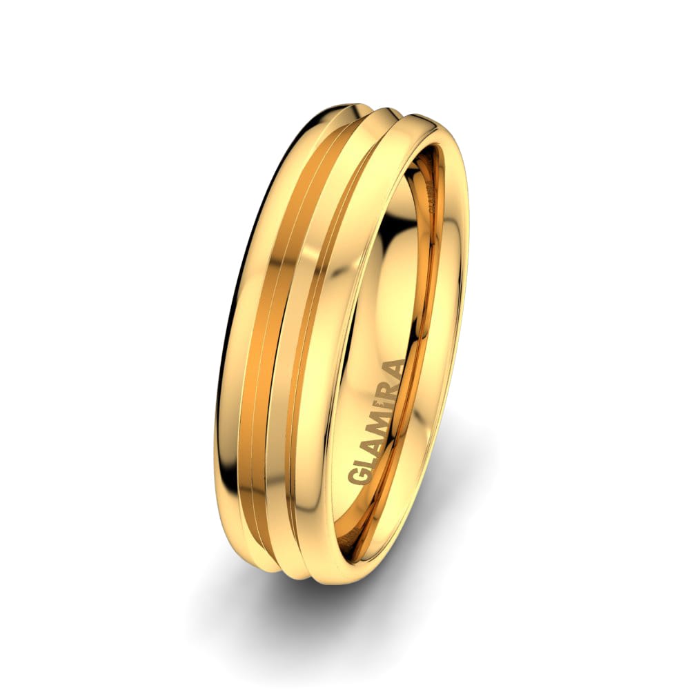 18k Yellow Gold Men's Wedding Ring Alluring Gift 6 mm