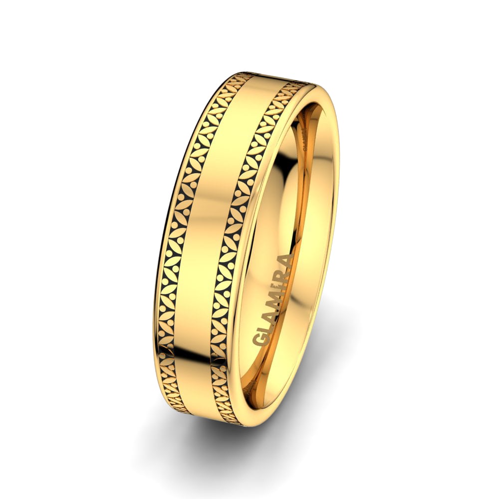 9k Yellow Gold Men's Wedding Ring Ornate Dream 6 mm