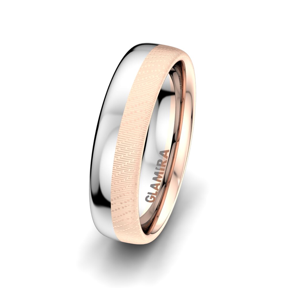 18k Oro Rosa & Blanco Anillo Boda Hombre Fever Desire 6 mm
