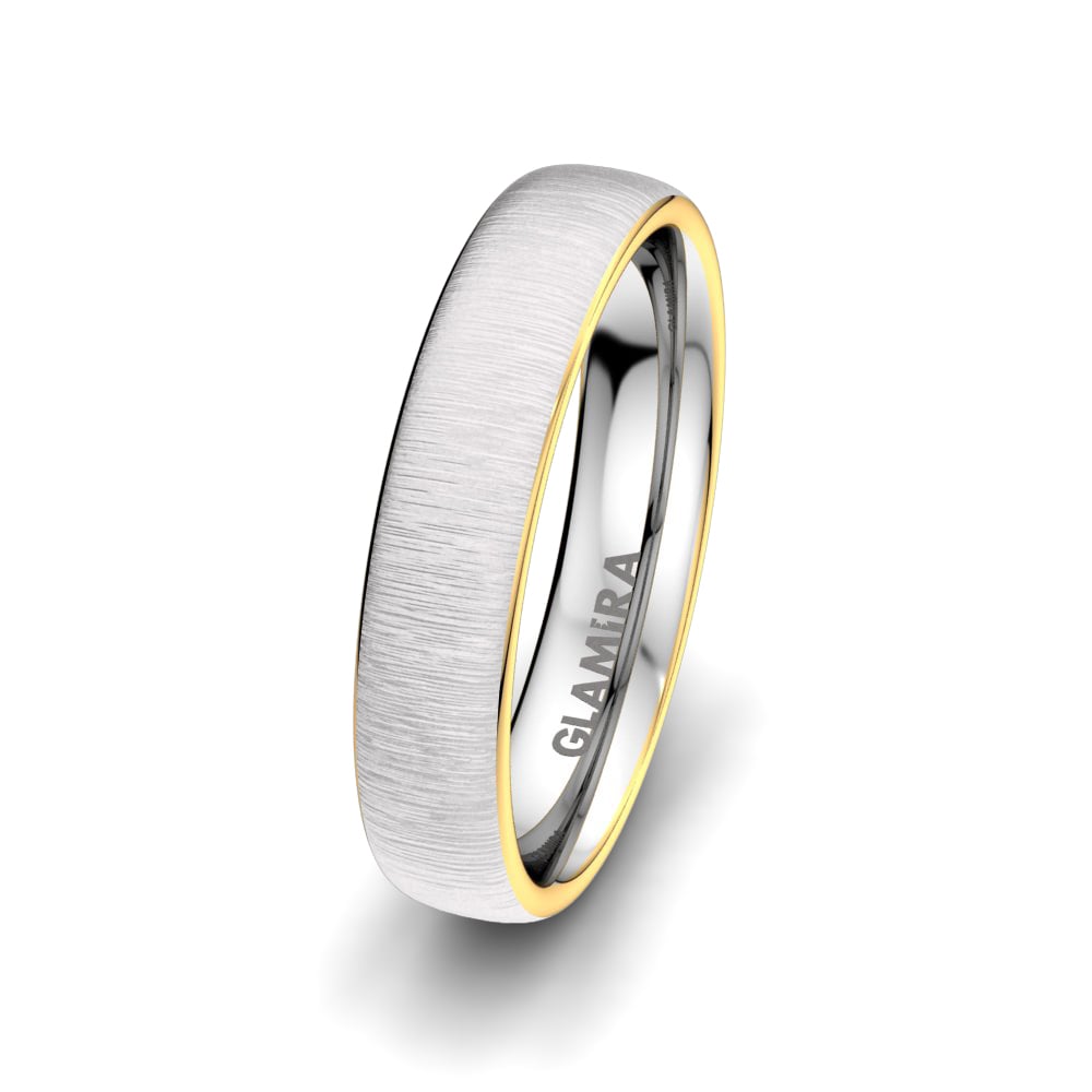 14k Oro Blanco & Amarillo Anillo de Pareja Forever Love 5 mm