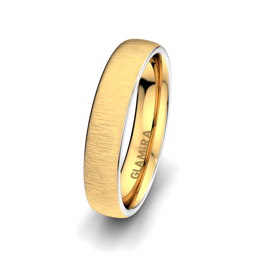 14k Oro Amarillo & Blanco Anillo de Pareja Forever Love 5 mm