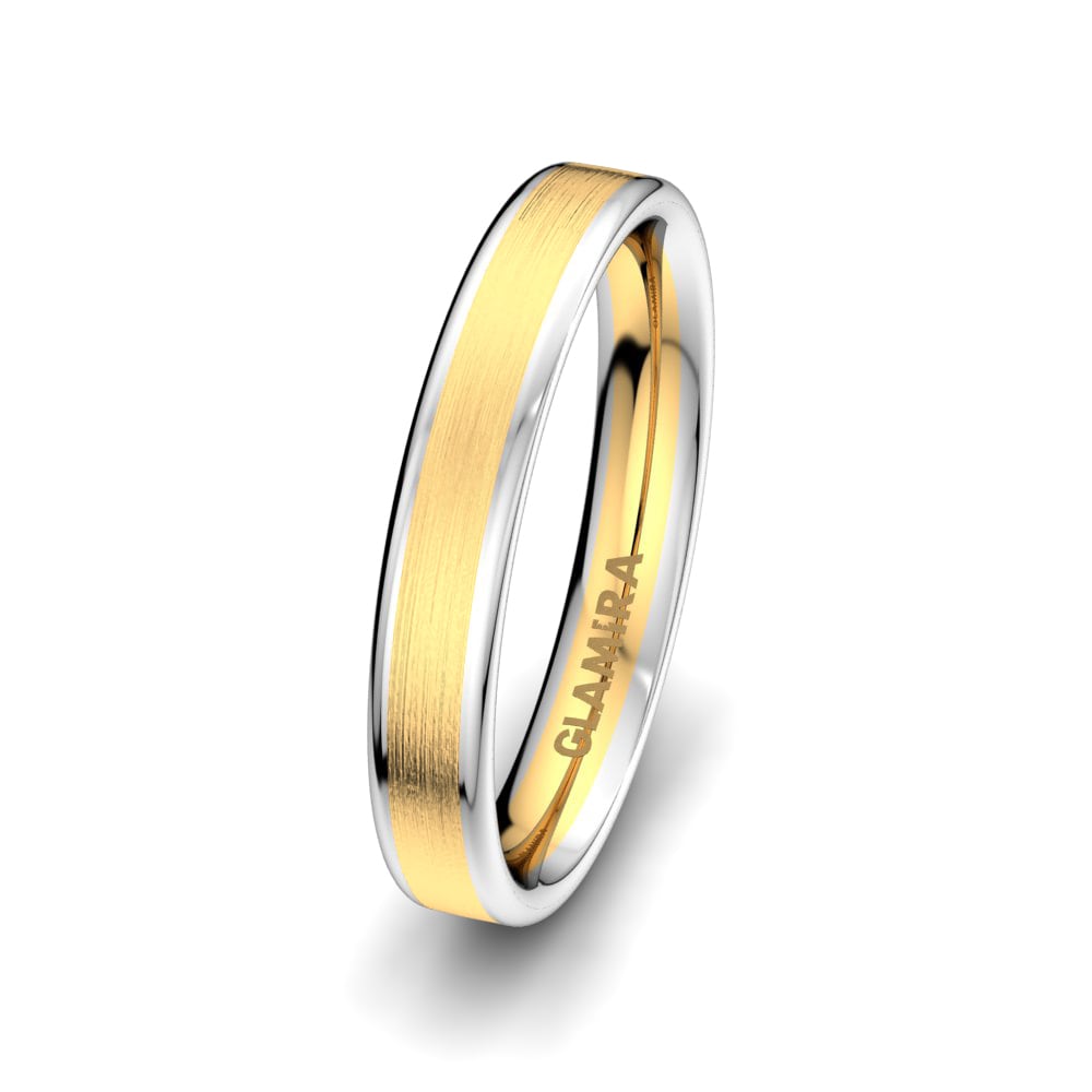 14k Oro Amarillo & Blanco Anillo de Pareja Golden Heart 4 mm