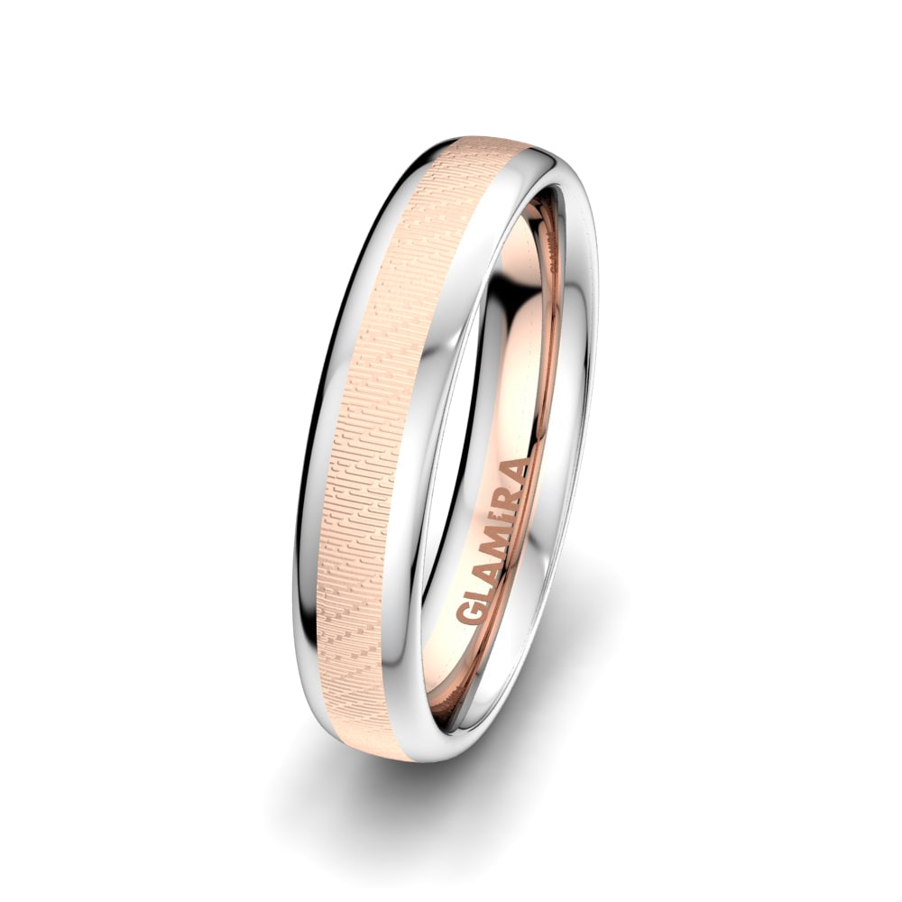 18k Oro Rosa & Blanco Anillo Boda Hombre Secret Lotus 5 mm