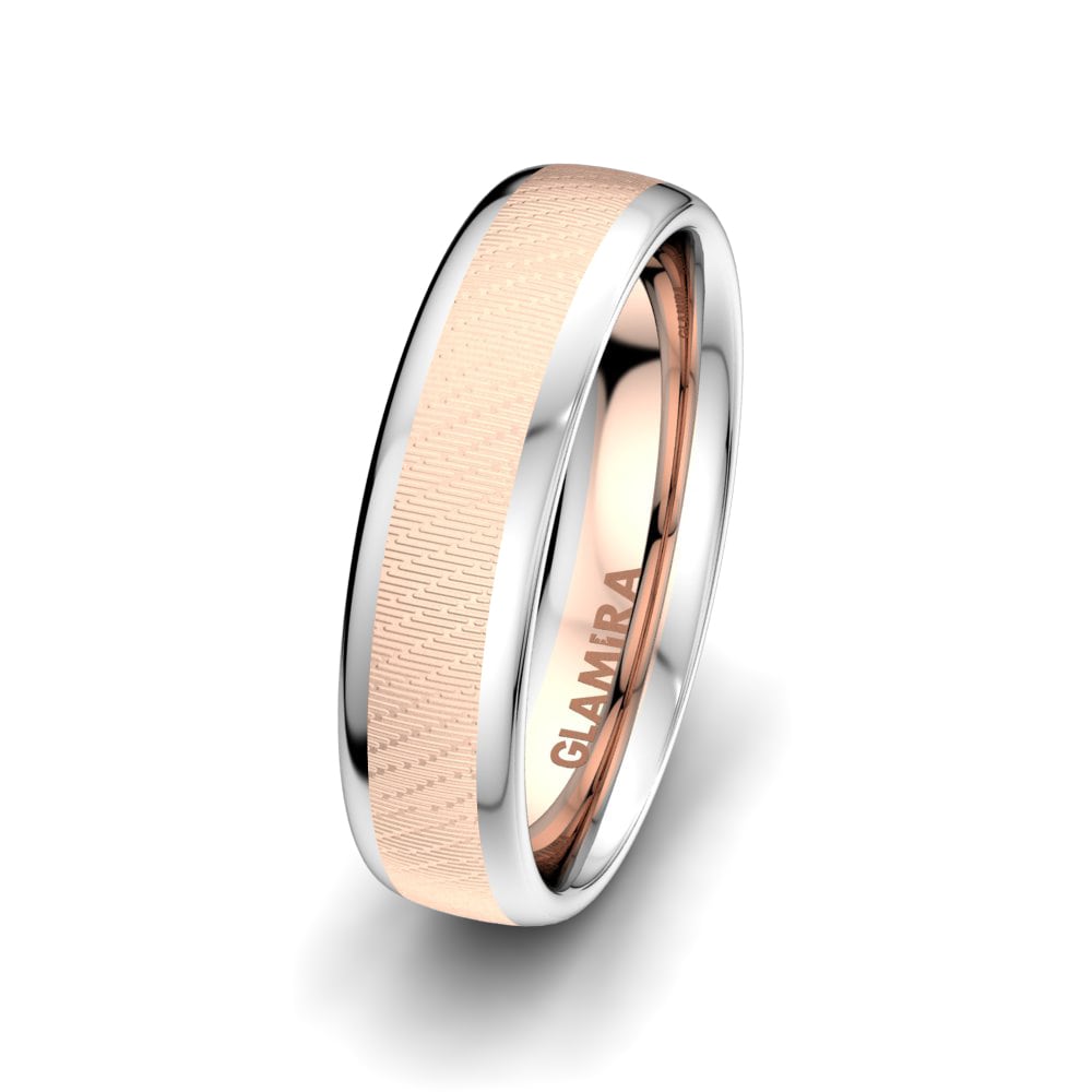 18k Oro Rosa & Blanco Anillo Boda Hombre Secret Lotus 6 mm