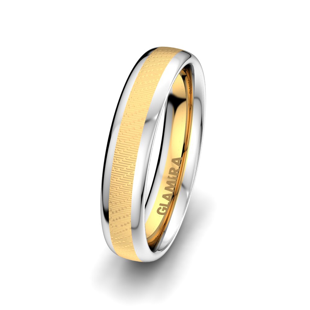 18k Oro Amarillo & Blanco Anillo Boda Hombre Secret Lotus 5 mm