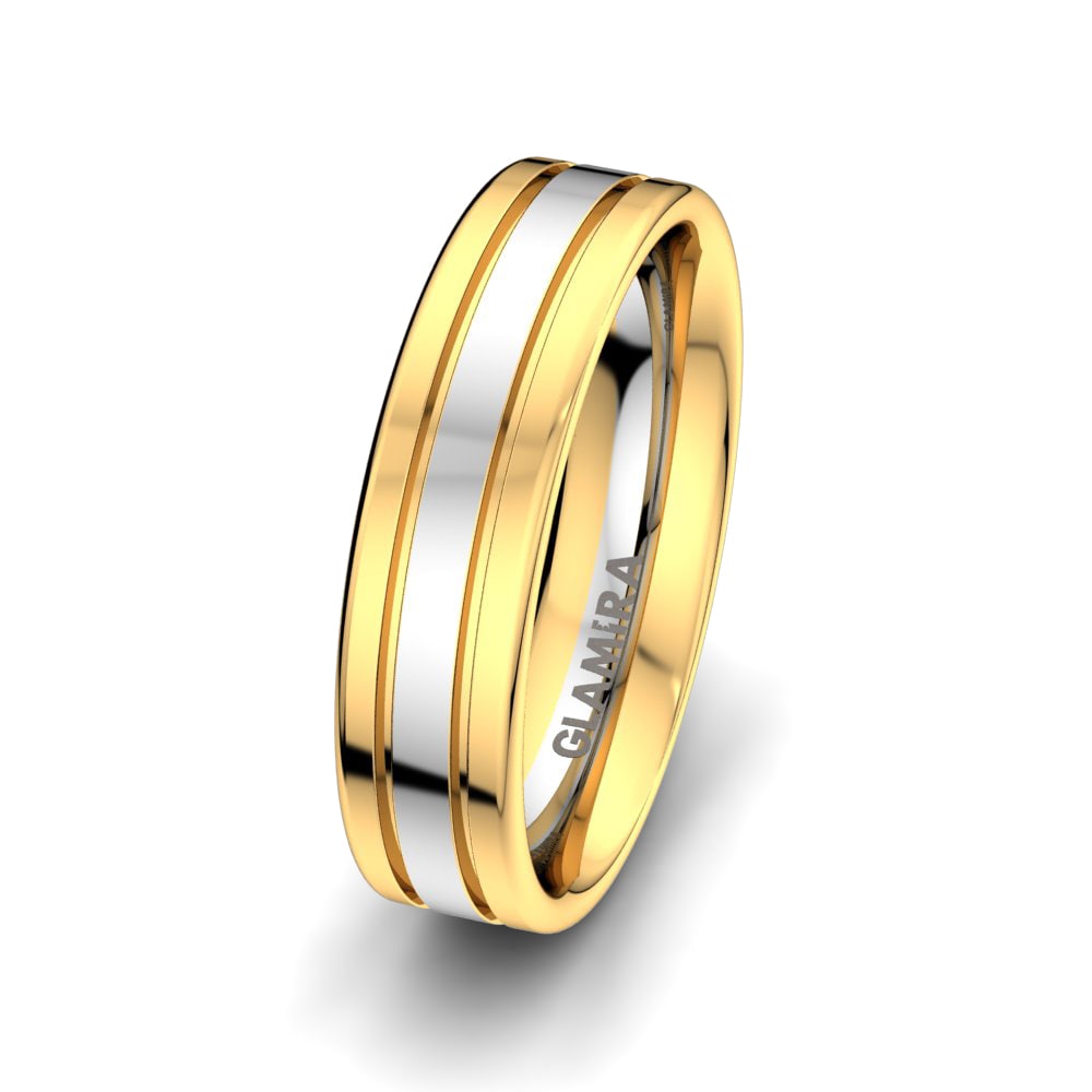 18k Yellow & White Gold Men's Wedding Ring Sensual Joy 6 mm