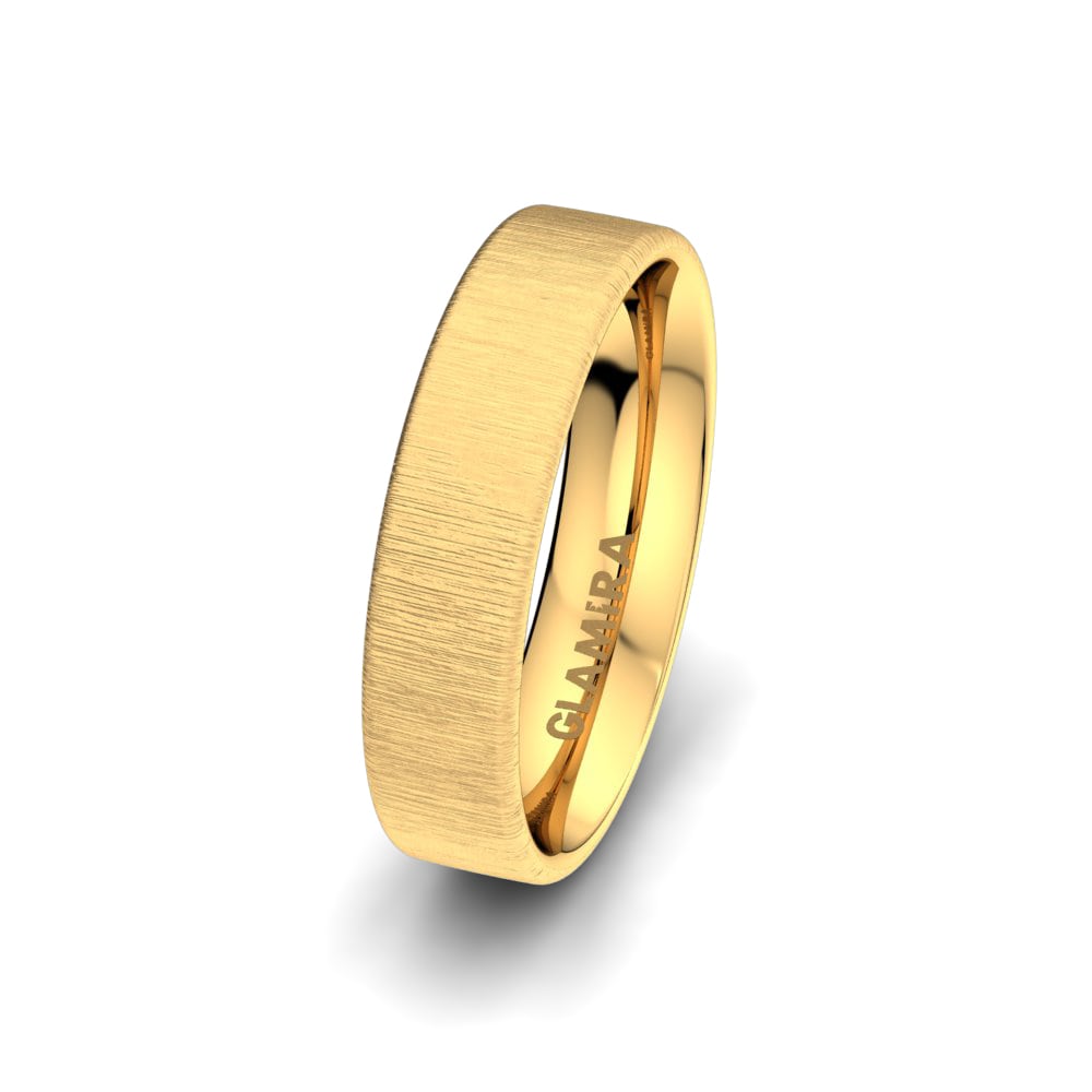 18k Yellow Gold Men's Wedding Ring Classic Story 5 mm