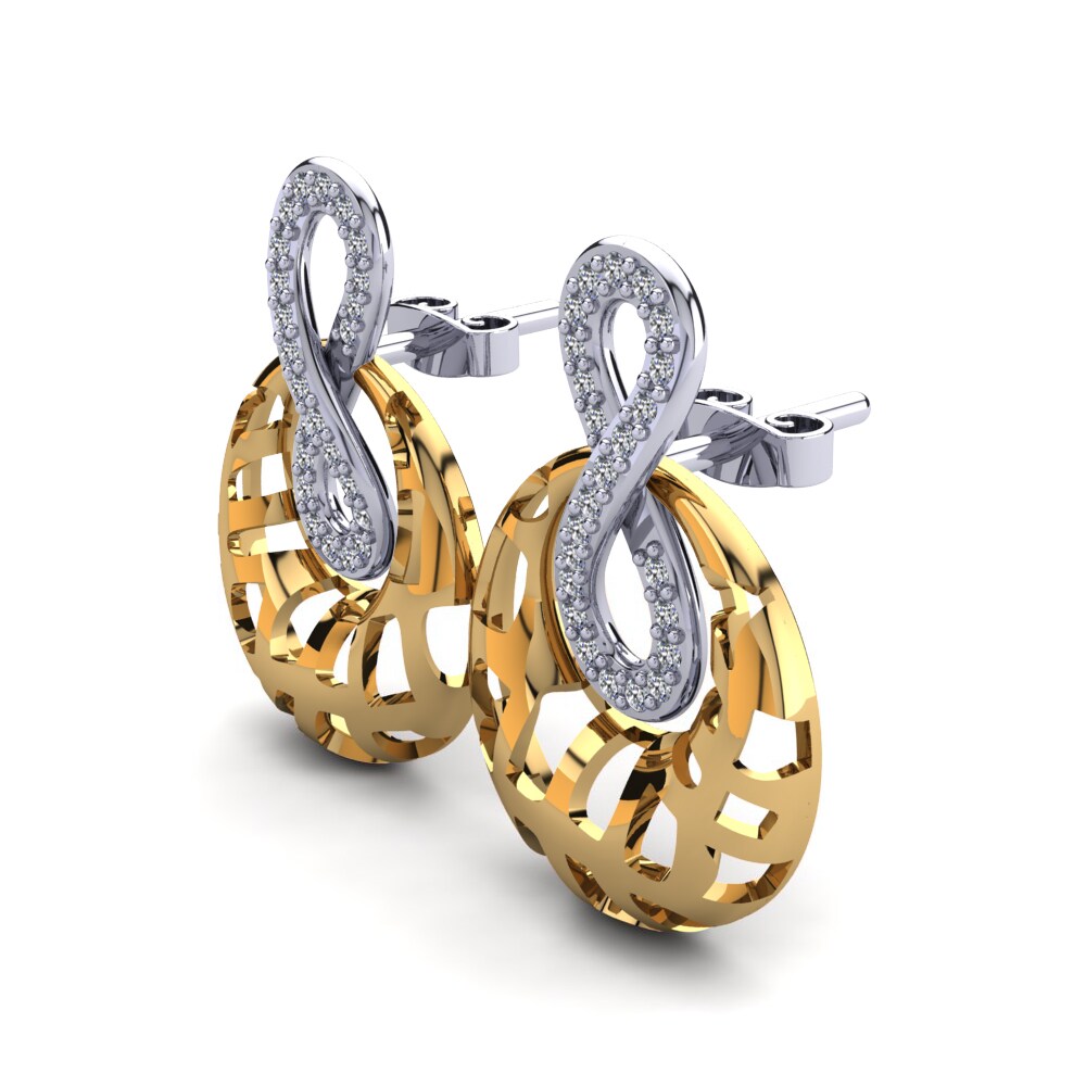 14k Oro Blanco / Amarillo Pendiente de mujer Ghodsi