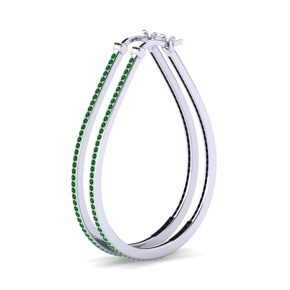 Zircone Vert Boucle d'oreille femme Gianara 32 mm
