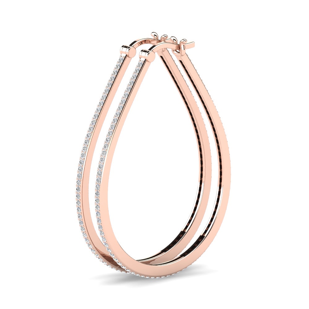 Or rose 585 Boucle d'oreille femme Gianara 32 mm