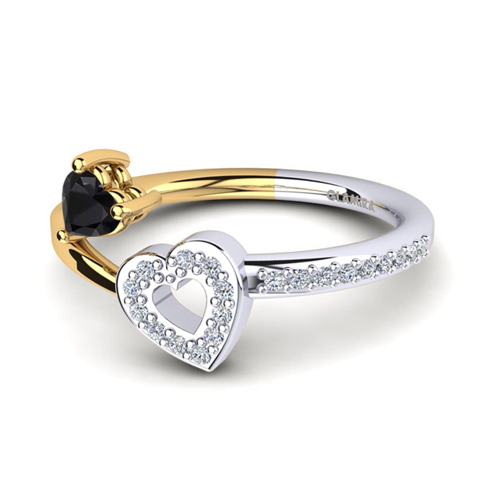 9ct White & Yellow Gold Black Onyx Ring Giannella