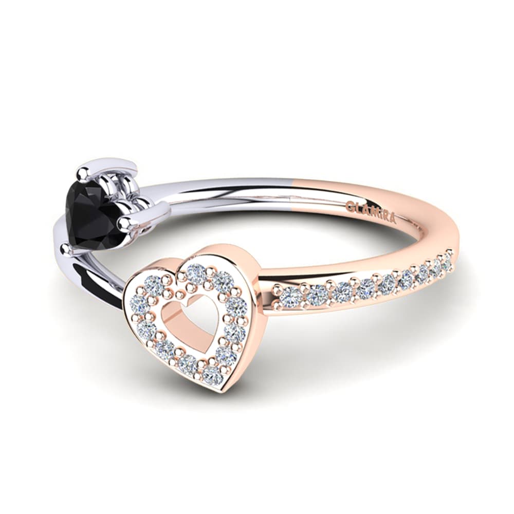 9ct Rose & White Gold Black Diamond Ring Giannella