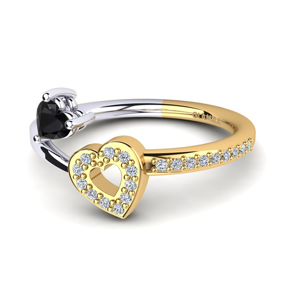 18ct Yellow & White Gold Black Diamond Ring Giannella