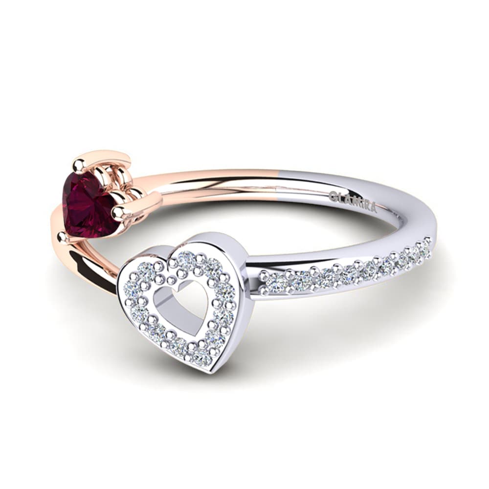 14k Oro Blanco & Rosa Granate Rhodolite Anillo Giannella