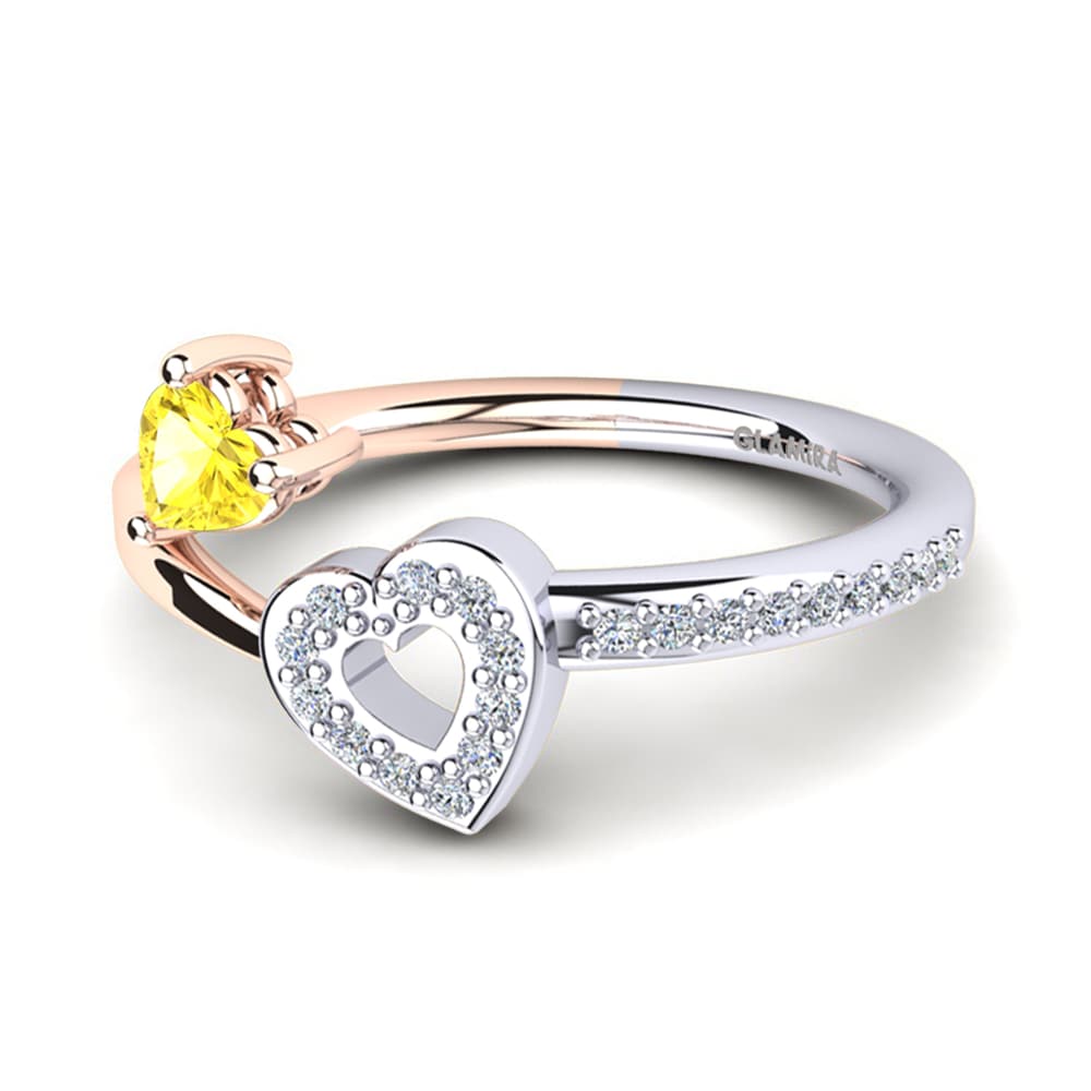 14ct White & Rose Gold Yellow Sapphire Ring Giannella