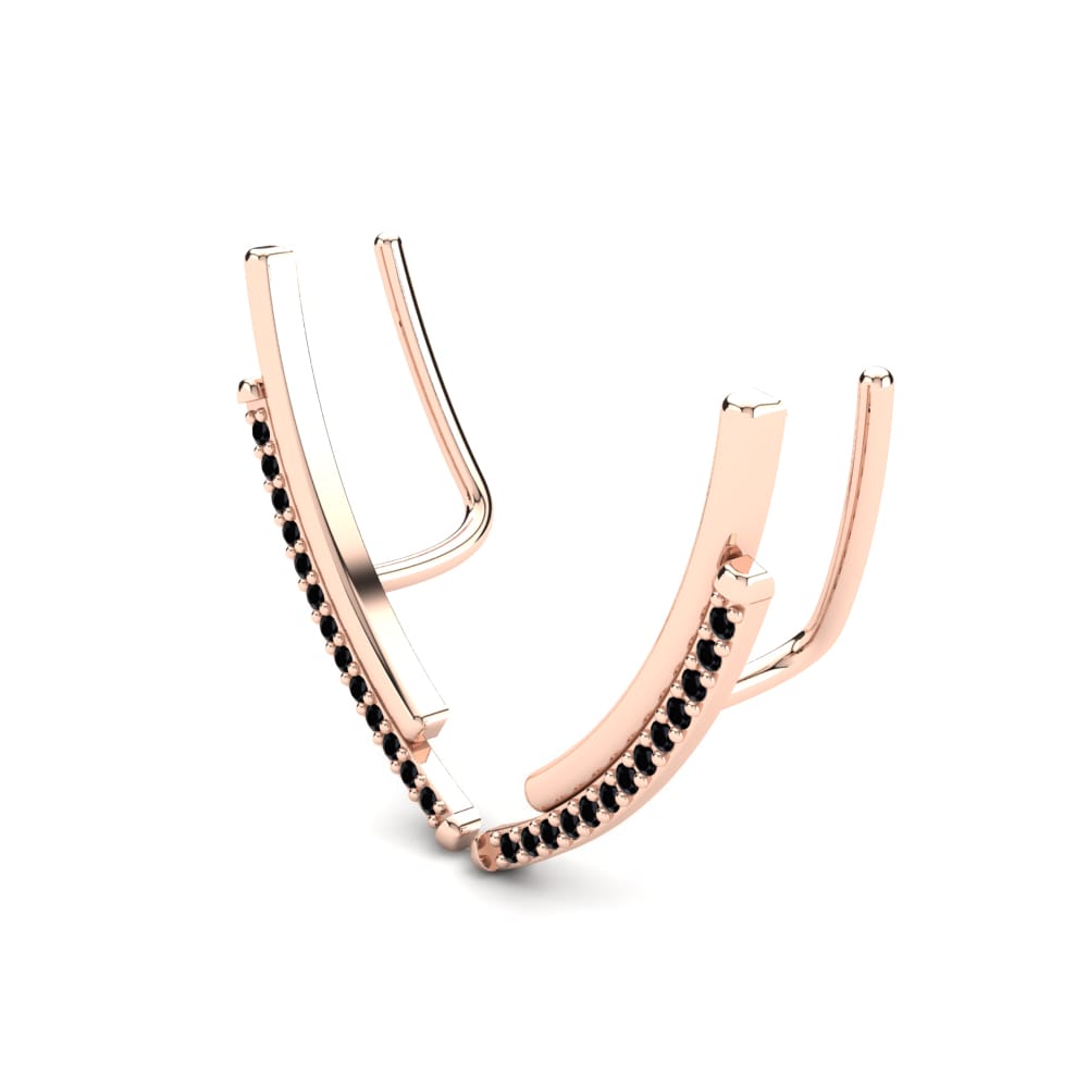 14ct Rose Gold Black Sapphire Women's Earring Golnar