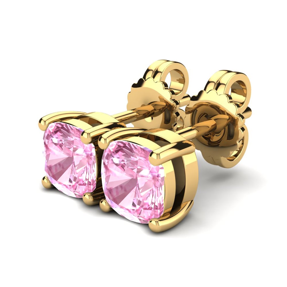9k Oro Amarillo Zafiro Rosado Pendiente de mujer Hardika 0.86 crt