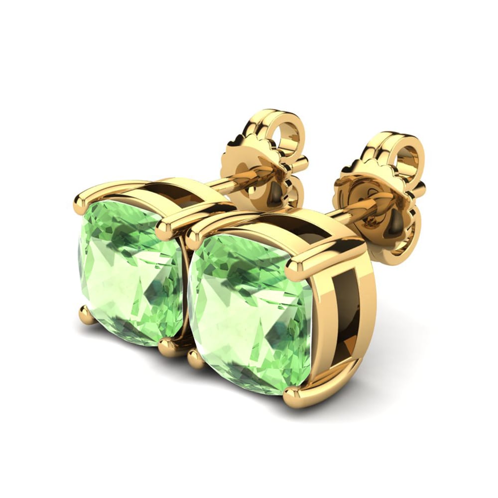 18k Oro Amarillo Amatista verde Pendiente de mujer Hardika 3.2 crt