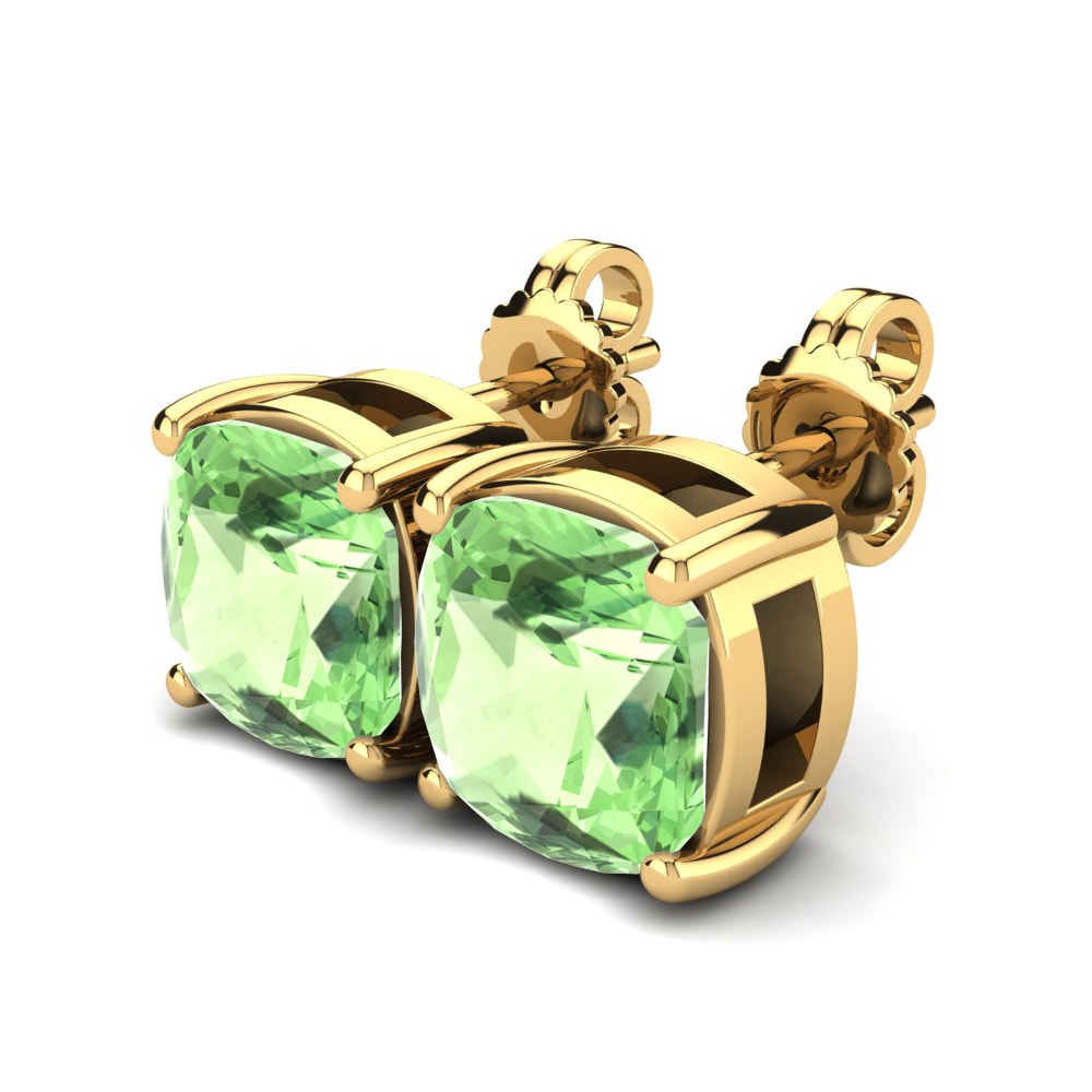 18k Oro Amarillo Amatista verde Pendiente de mujer Hardika 4 crt