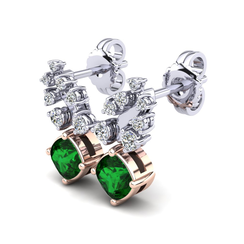 14ct White & Rose Gold Emerald (Lab Created) Women's Earring Jacedes