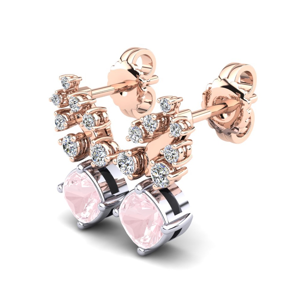 9k Oro Rosa & Blanco Cuarzo rosa Pendiente de mujer Jacedes