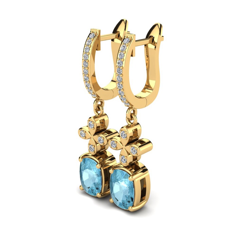 14k Oro Amarillo Aguamarina Pendiente de mujer Jacenda