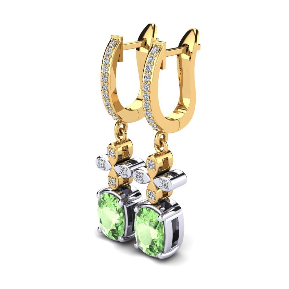 14ct Yellow & White Gold Green Amethyst Women's Earring Jacenda