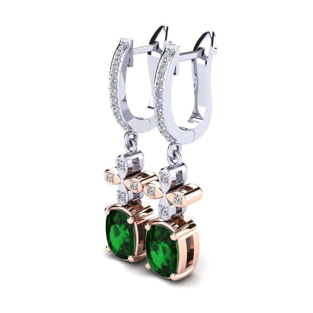 14ct White & Rose Gold Emerald (Lab Created) Women's Earring Jacenda
