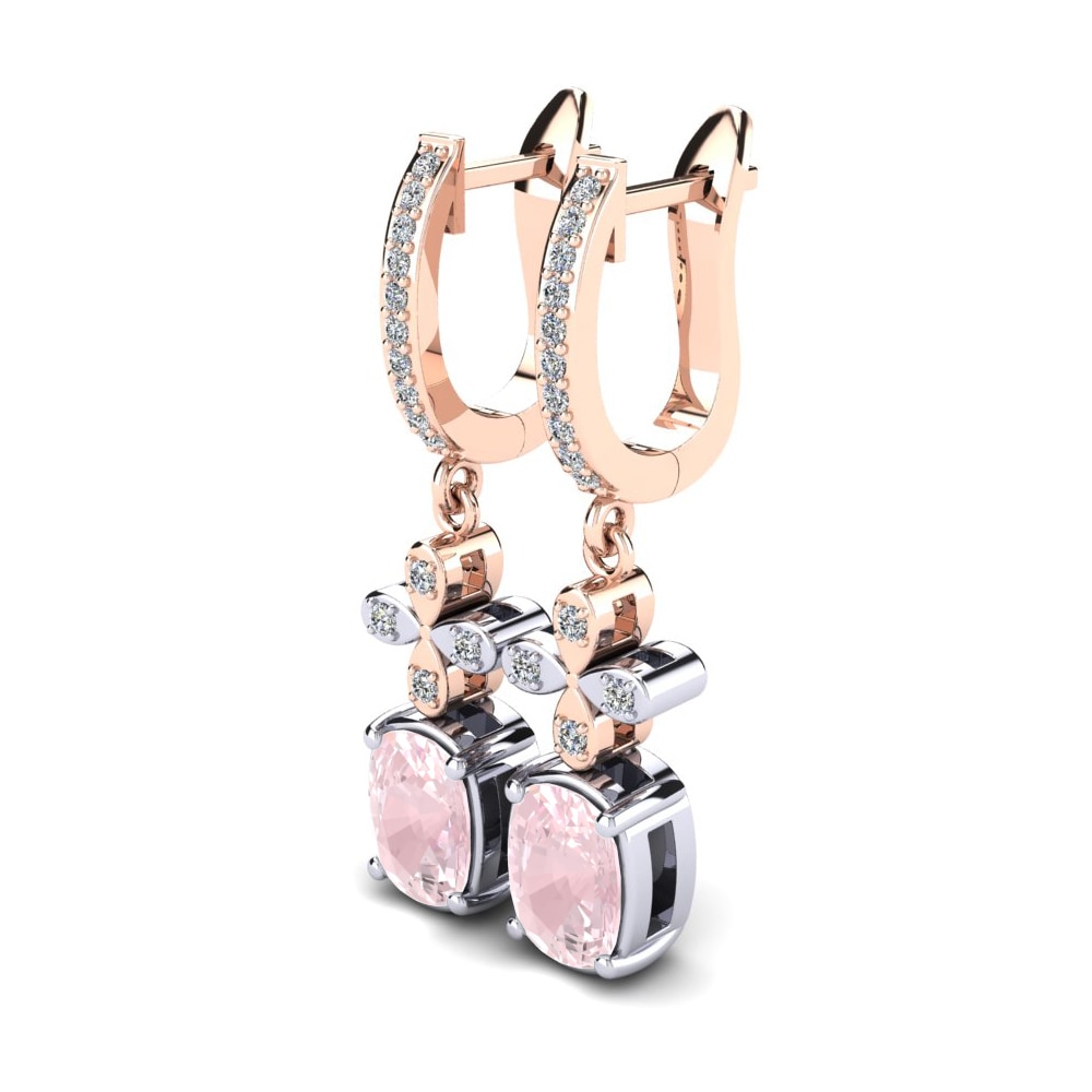 9k Oro Rosa & Blanco Cuarzo rosa Pendiente de mujer Jacenda