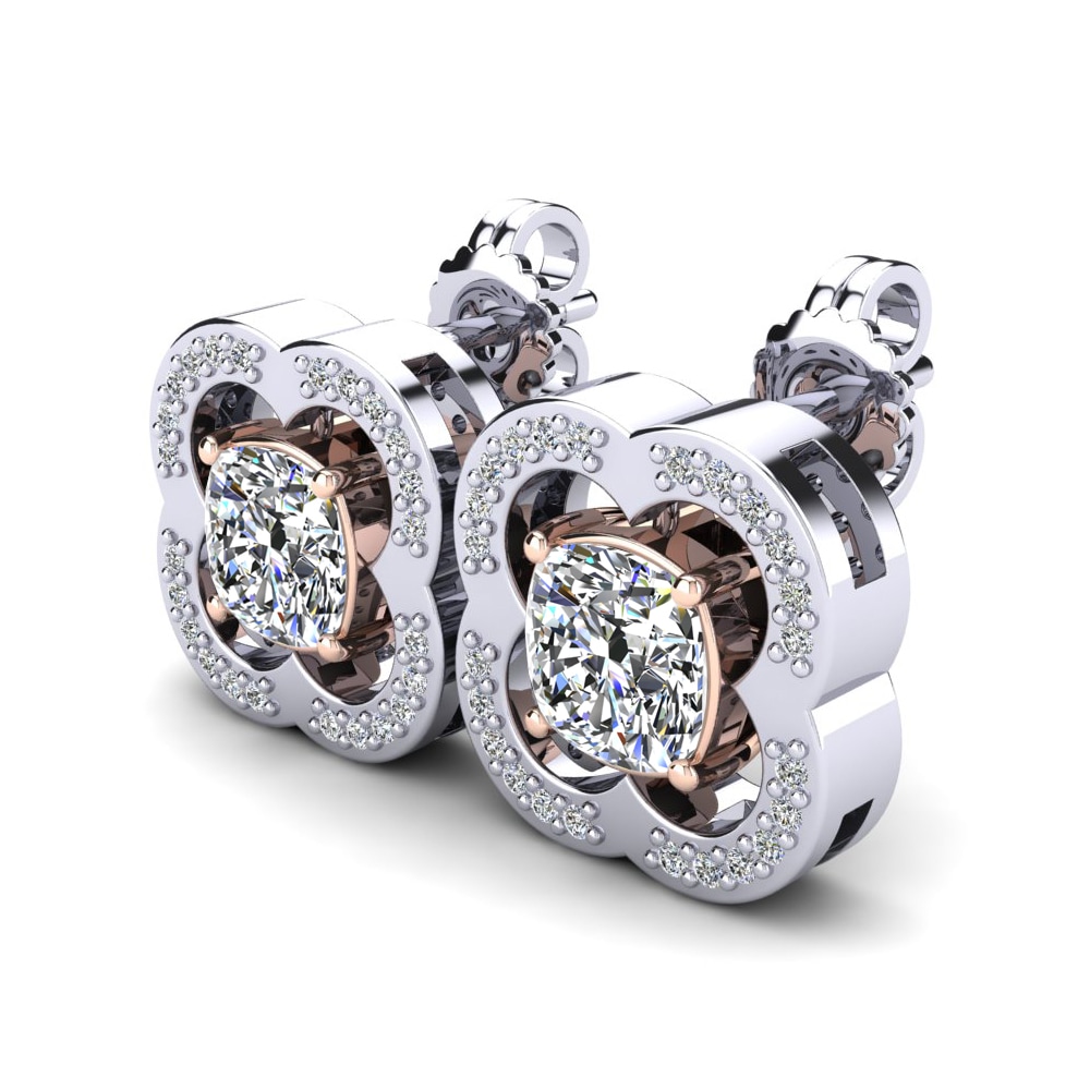 14ct White / Rose Gold Cushion Women's Earring Jahaira