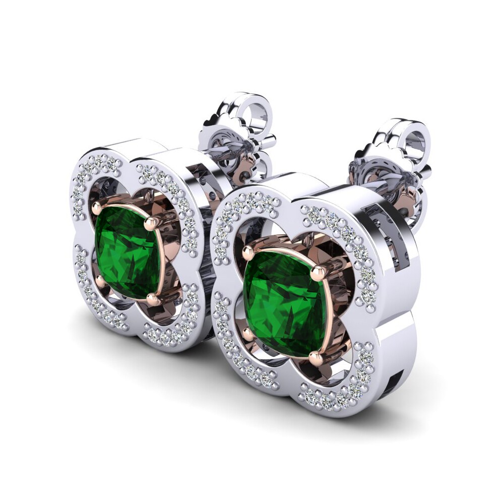 14ct White & Rose Gold Emerald (Lab Created) Women's Earring Jahaira