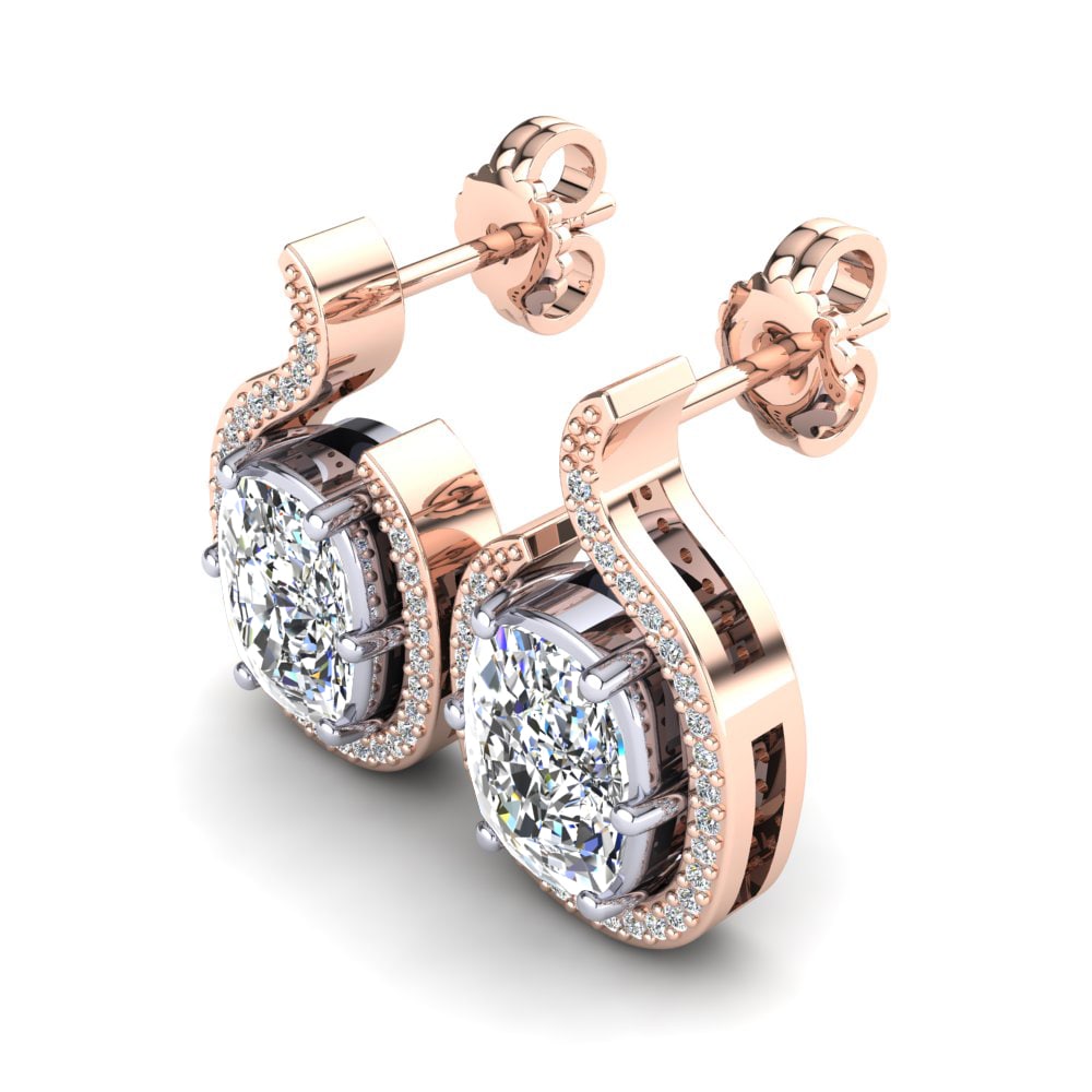 14ct Rose / White Gold Cushion Women's Earring Janviera