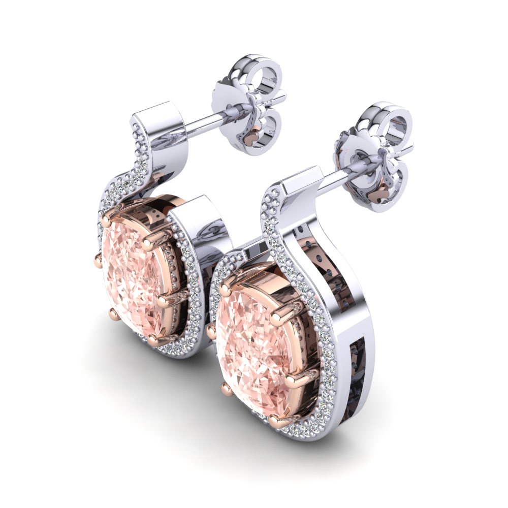 14ct White & Rose Gold Morganite Women's Earring Janviera