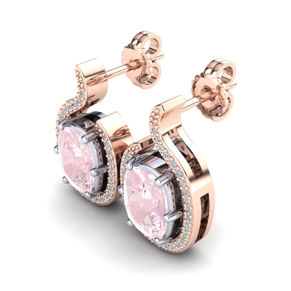 9k Oro Rosa & Blanco Cuarzo rosa Pendiente de mujer Janviera