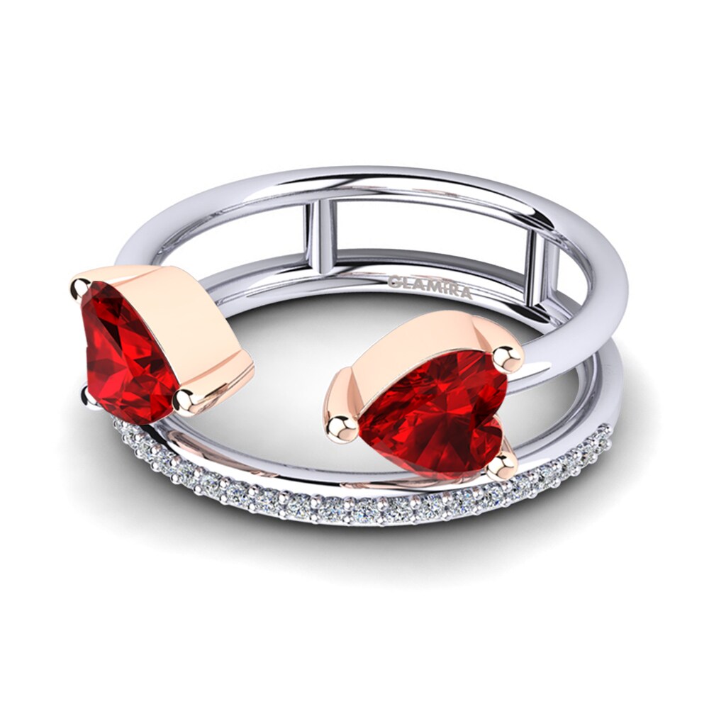 14k Oro Blanco & Rosa Rubí (Creado en laboratorio) Anillo Jasna