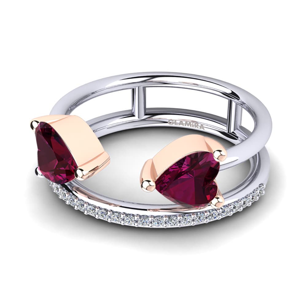 14k Oro Blanco & Rosa Granate Rhodolite Anillo Jasna