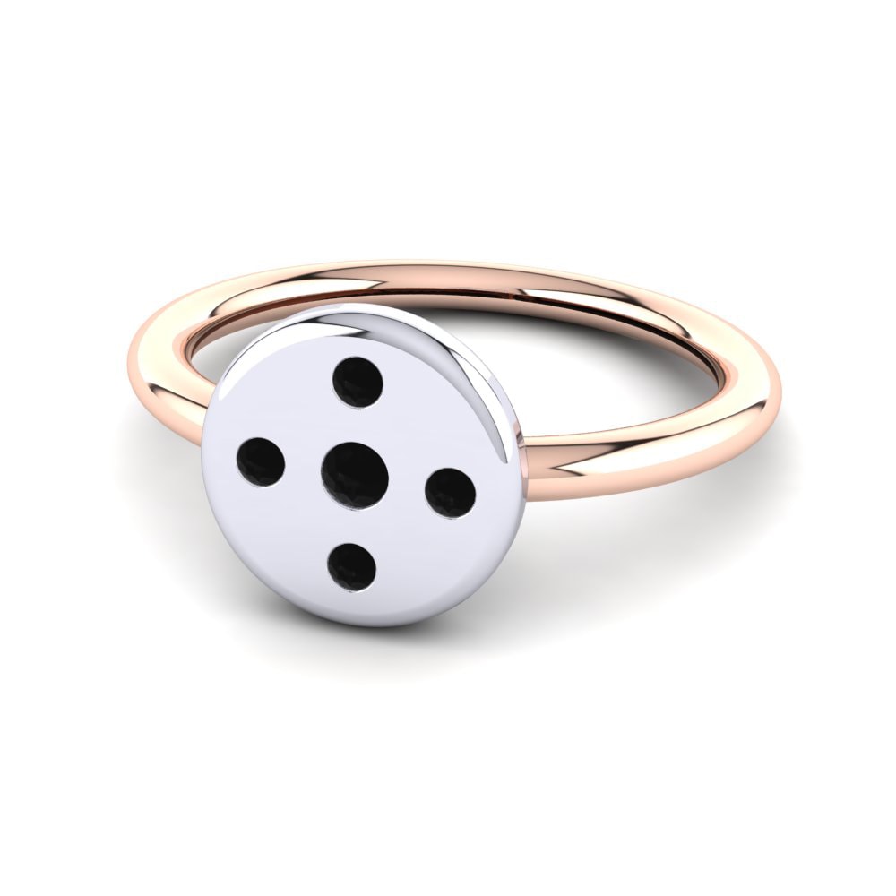 Anillos 14k Oro Rosa & Blanco Diamante Negro Símbolos