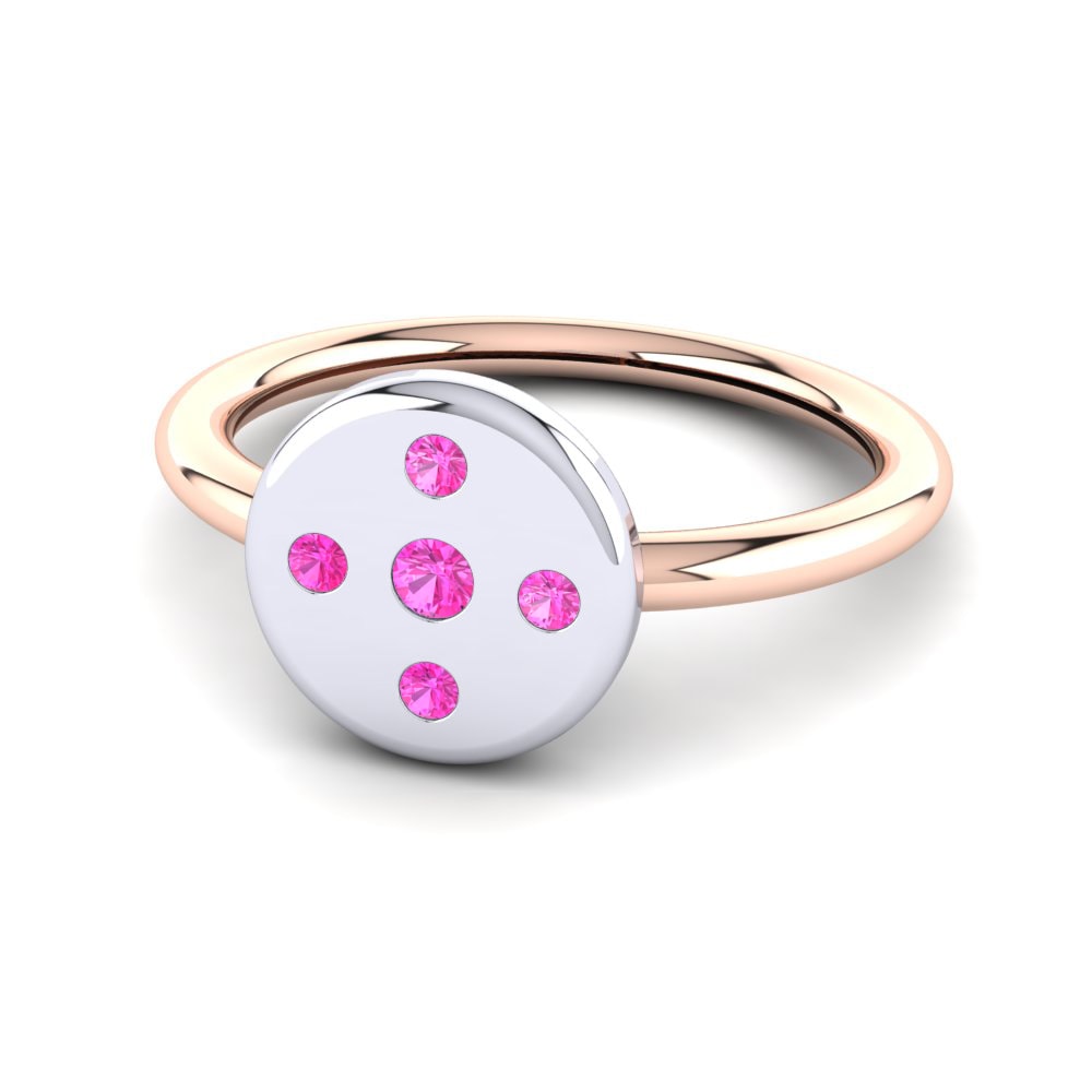 Anillos 14k Oro Rosa & Blanco Turmalina rosa Símbolos