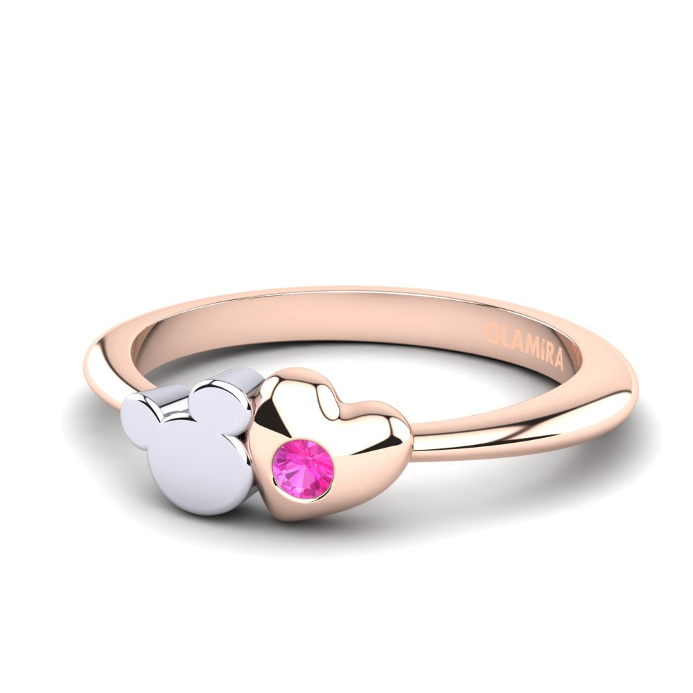 Anillos 14k Oro Rosa & Blanco Turmalina rosa Corazón