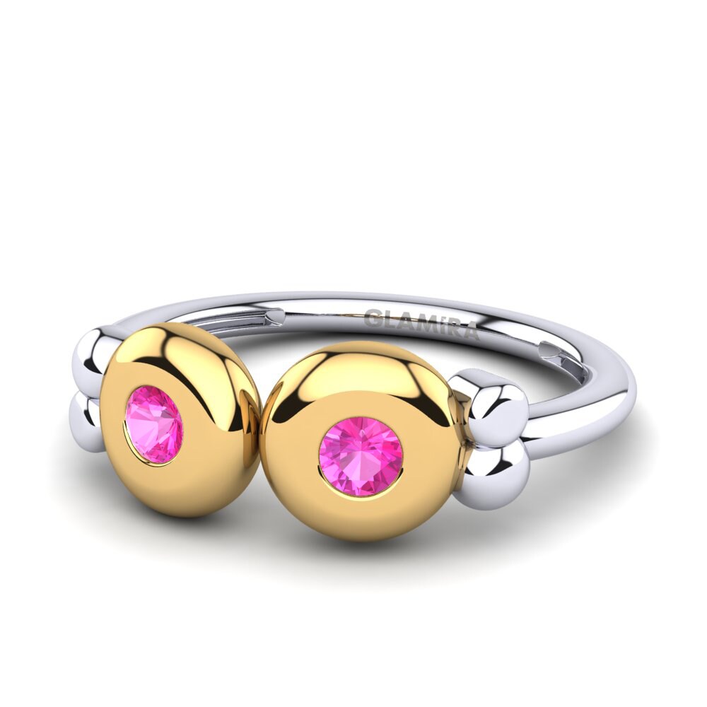 18k Oro Blanco & Amarillo Turmalina rosa Anillo para Niño Micah