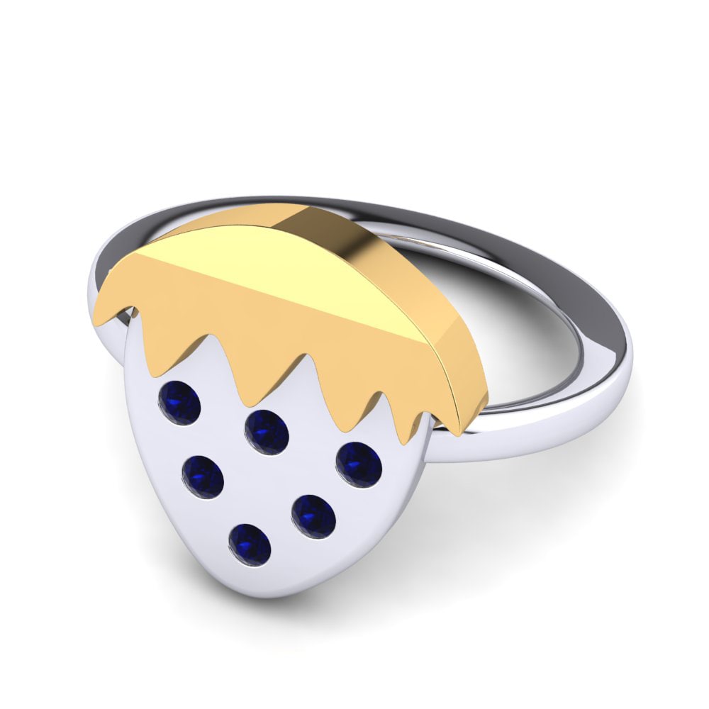 18k Oro Blanco & Amarillo Zafiro Anillo para Niño Rigel