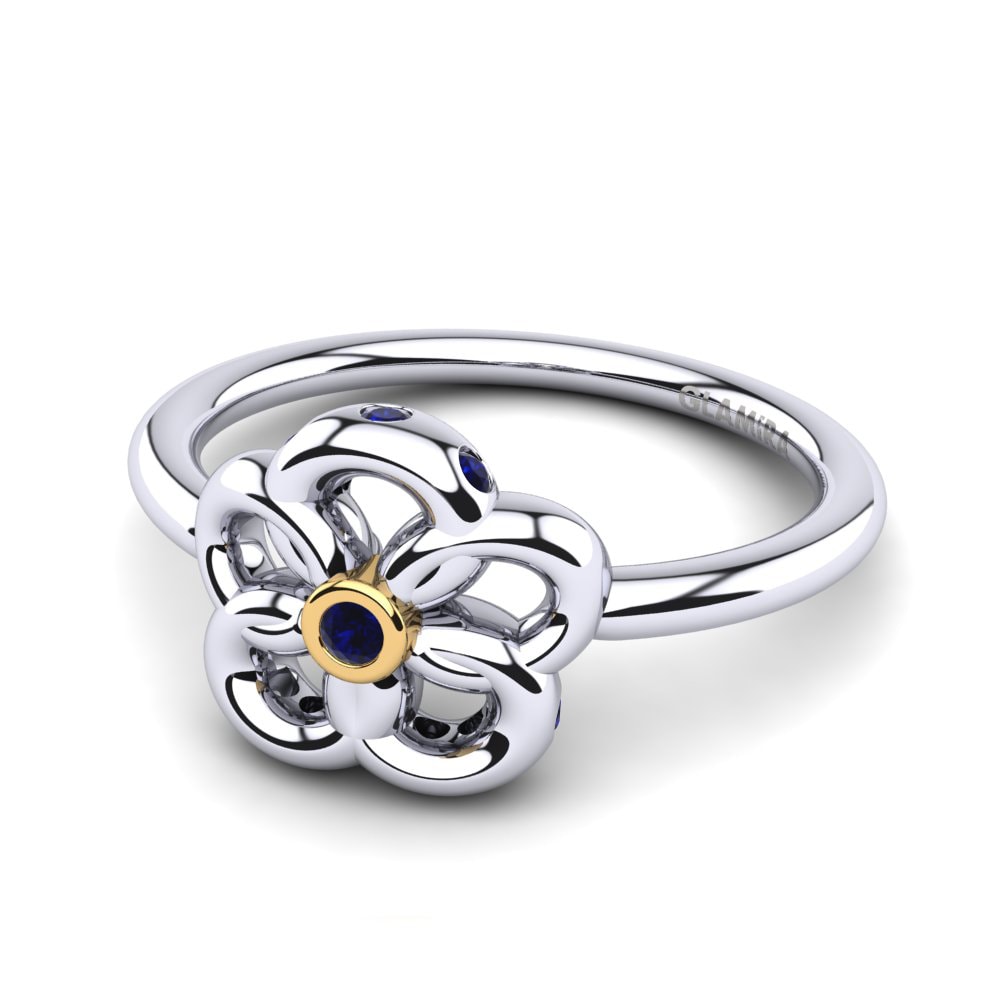 18k Oro Blanco & Amarillo Zafiro Anillo para Niño Scirloc