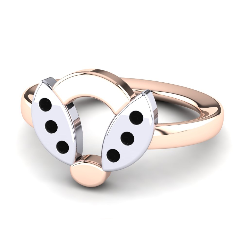 Anillos 14k Oro Rosa & Blanco Diamante Negro Animales