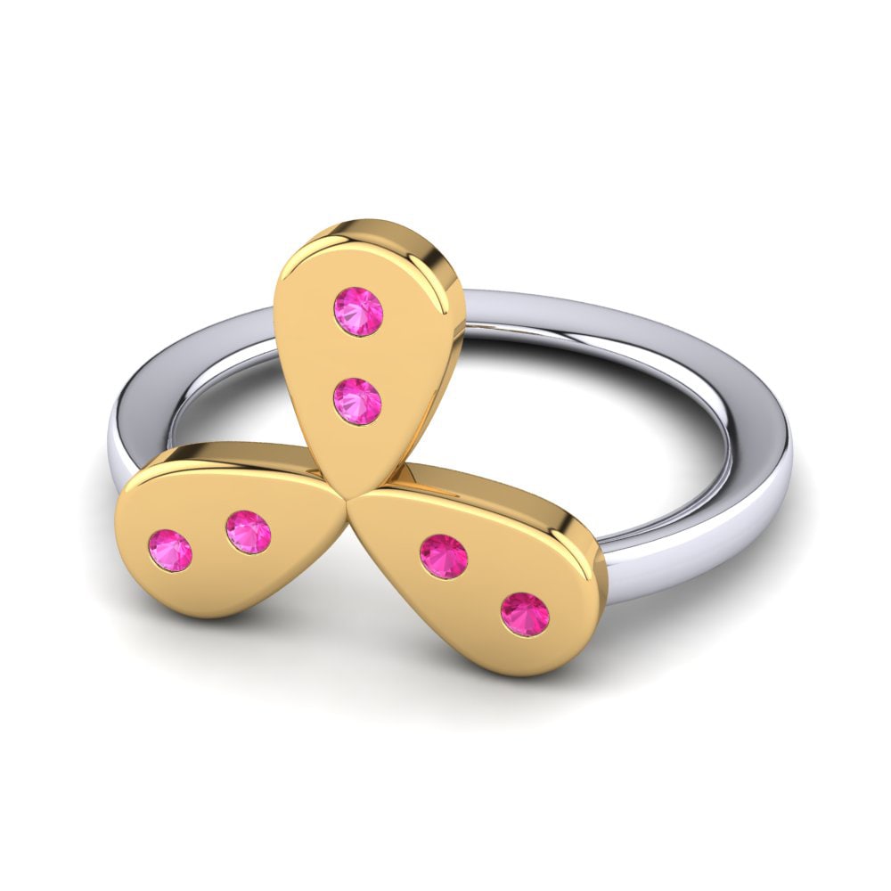 18k Oro Blanco & Amarillo Turmalina rosa Anillo para Niño Suellen