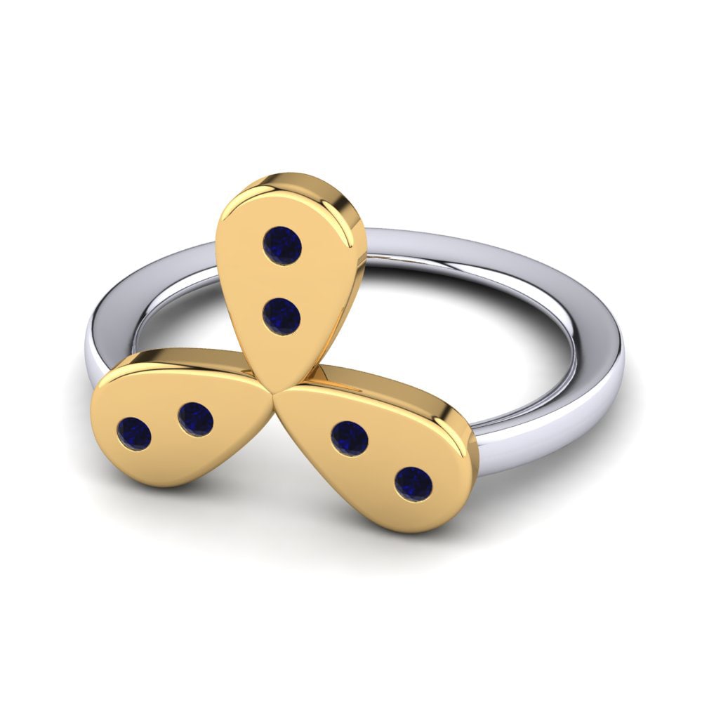 18k Oro Blanco & Amarillo Zafiro Anillo para Niño Suellen
