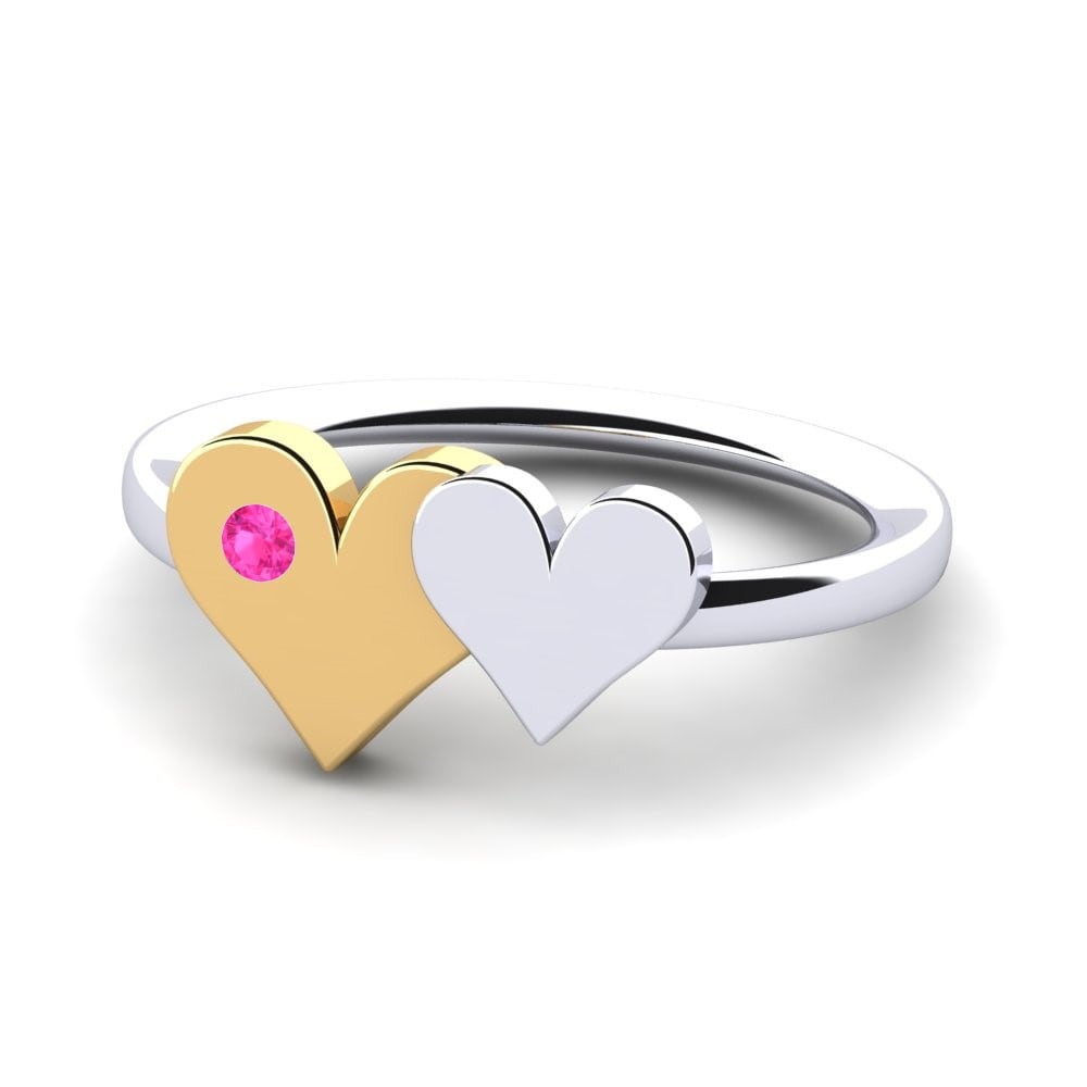 18k Oro Blanco & Amarillo Turmalina rosa Anillo para Niño Welsa