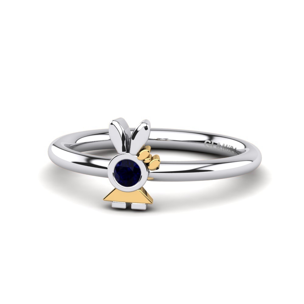 18k Oro Blanco & Amarillo Zafiro Anillo para Niño Welss